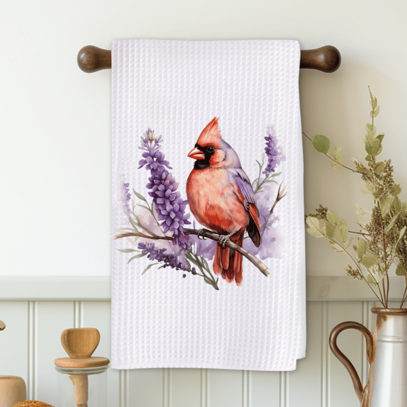 Cardinal With Lilac Microfiber Decorative Towel
