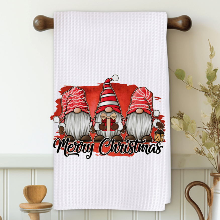 Merry Christmas Gnomes Microfiber Decorative Towel
