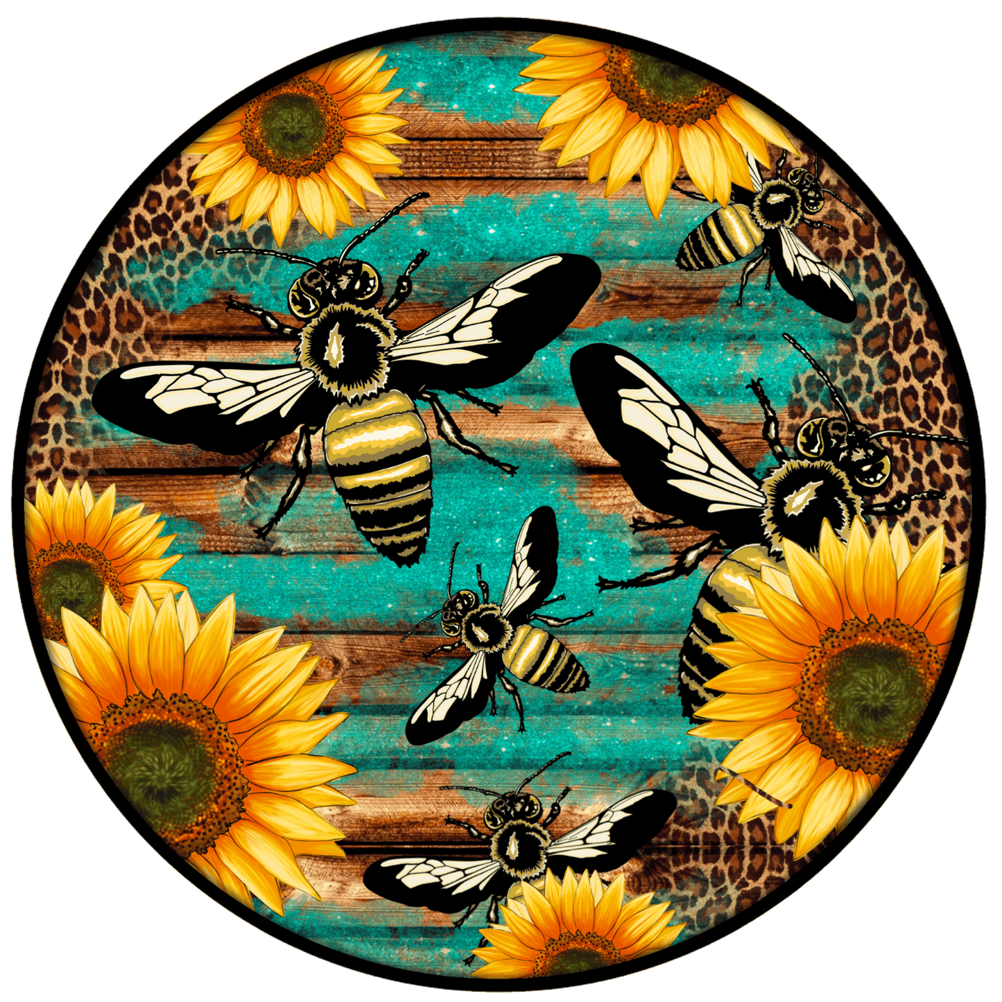 Bees With Sunflowers Car Coaster Set