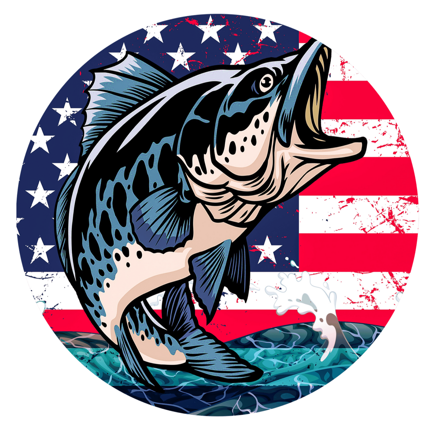 Fish American Flag Car Coaster Set