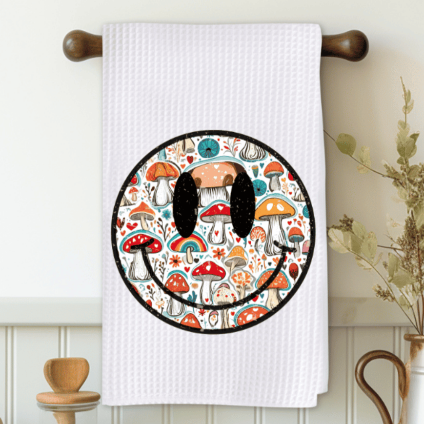 Mushroom Smile Microfiber Decorative Towel