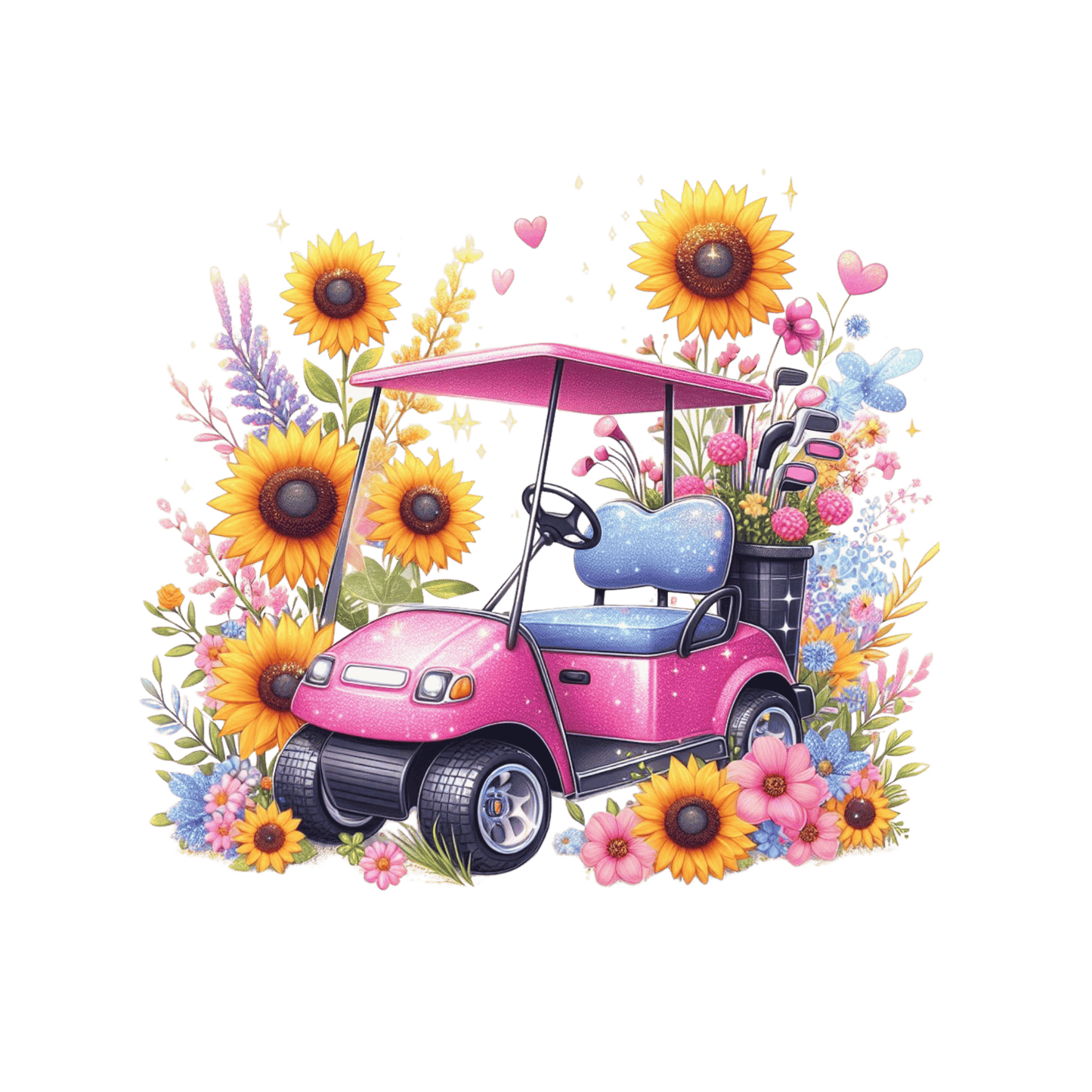 Girly Golf Cart Grommeted Microfiber Golf Towel