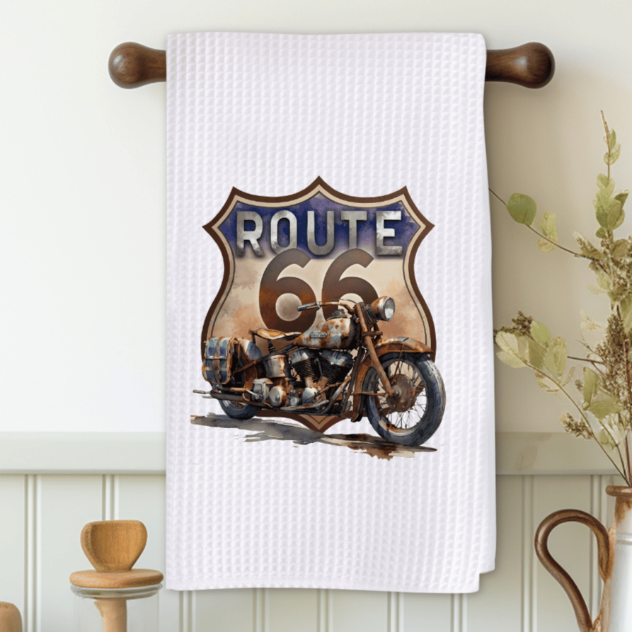 Route 66 Motorcycle Microfiber Decorative Towel