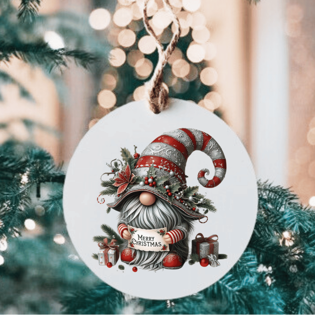 Gnome Christmas Small MDF Wood Ornament