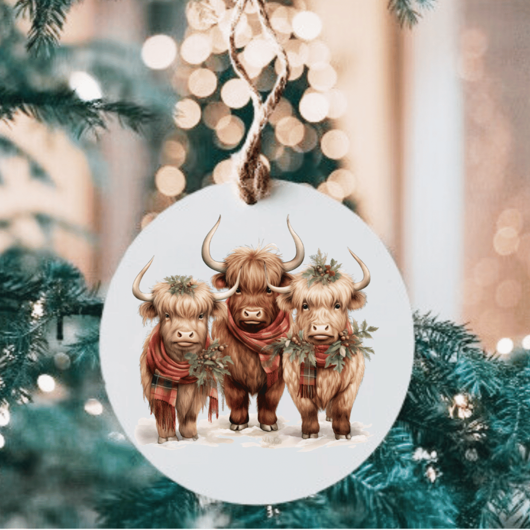 Highland Christmas Squad Large Metal Ornament