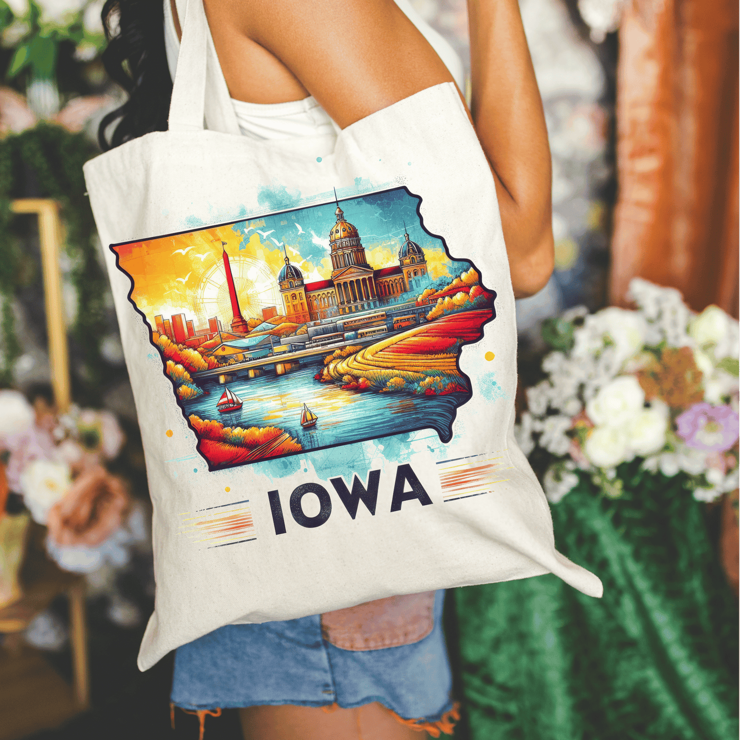Iowa 15x16 Canvas Tote Bag