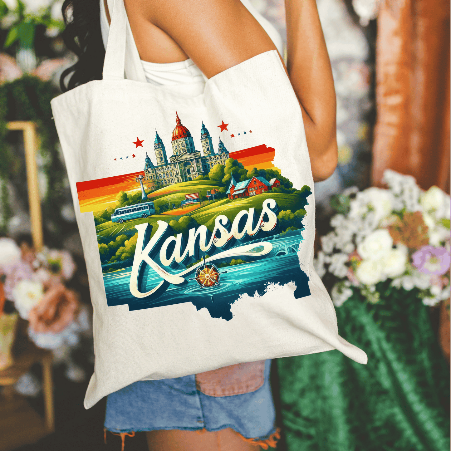 Kansas 15x16 Canvas Tote Bag