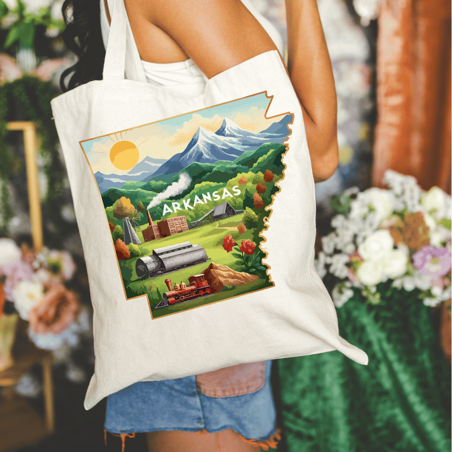 Arkansas 15x16 Canvas Tote Bag