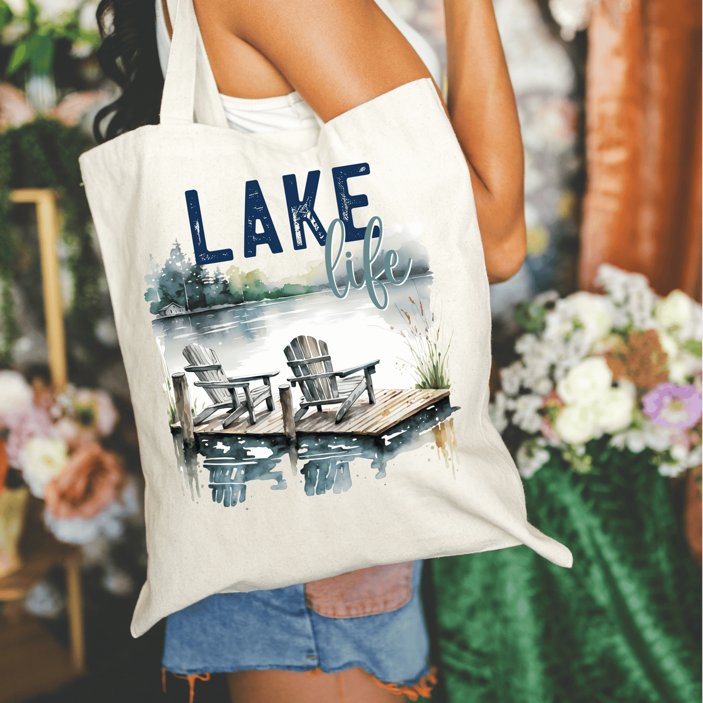Lake Life 15x16 Canvas Tote Bag