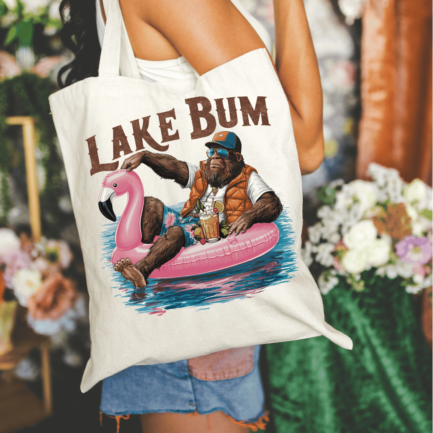 Lake Bum 15x16 Canvas Tote Bag