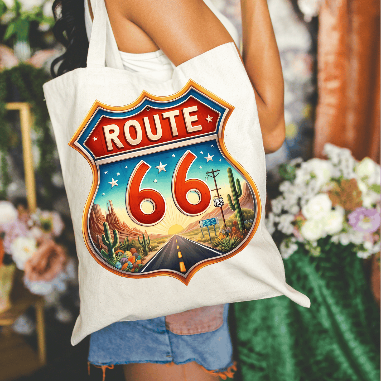 Route 66 15x16 Canvas Tote Bag