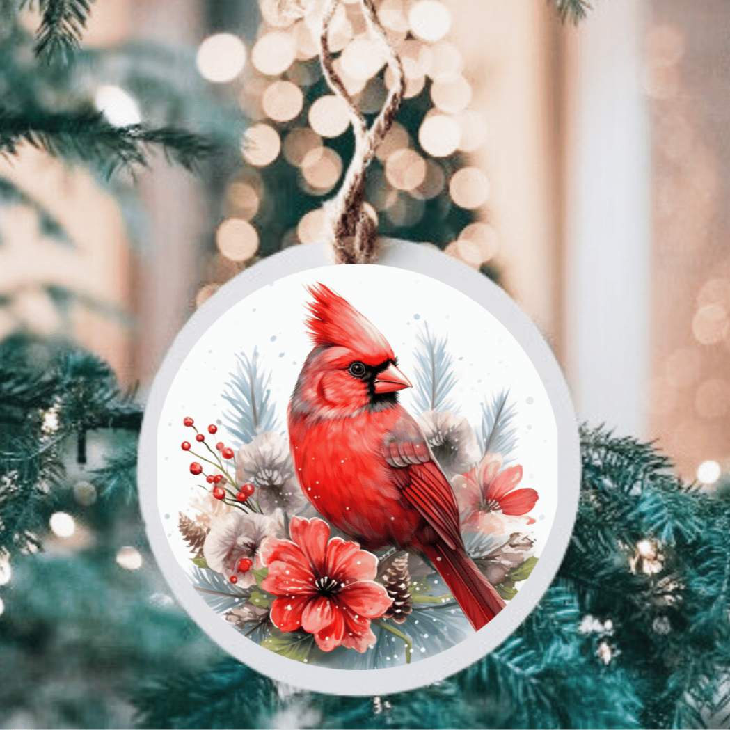 Winter Cardinal Large Metal Ornament