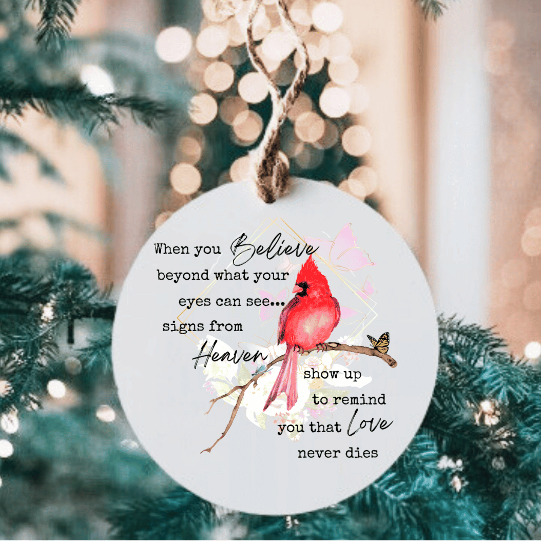 When You Believe Cardinal Large Metal Ornament