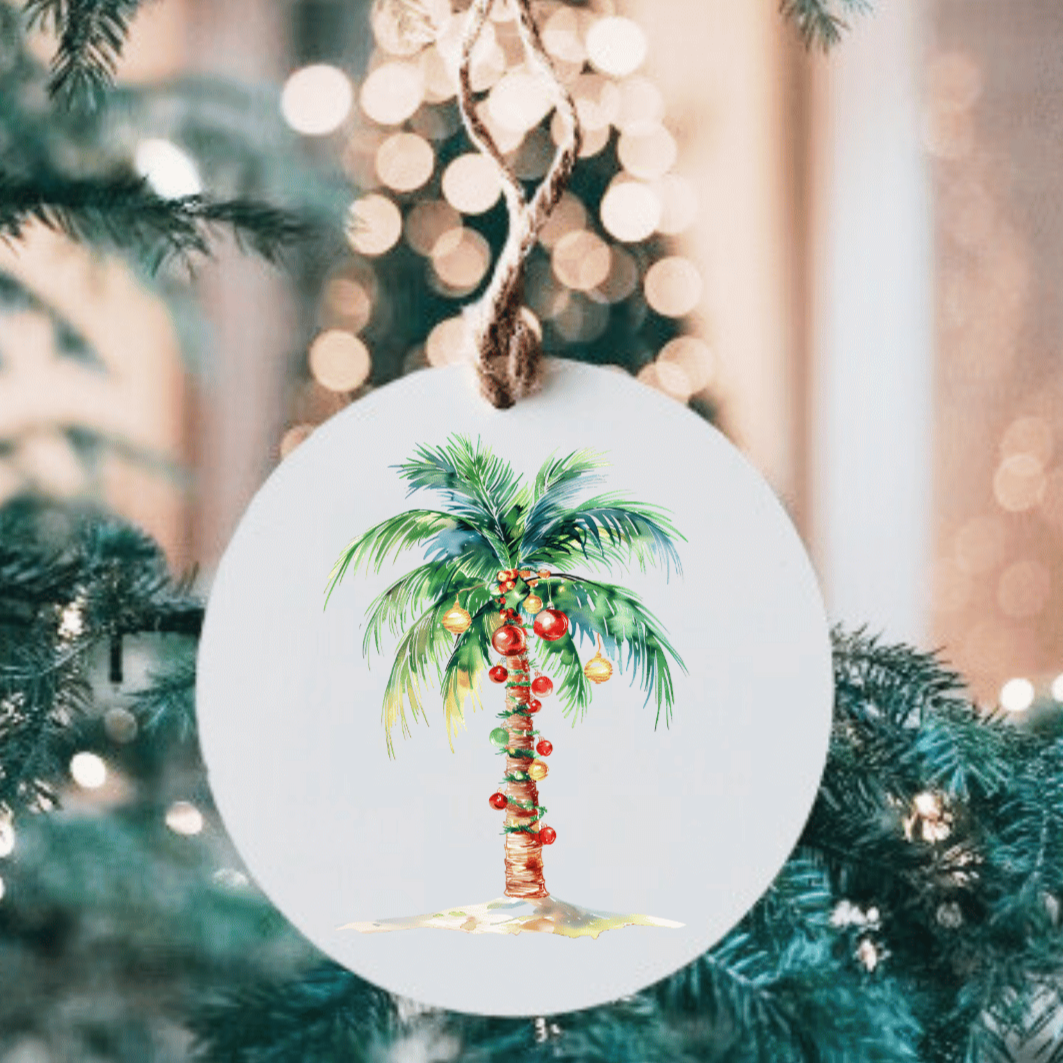 Palm Tree With Lights Large Metal Ornament