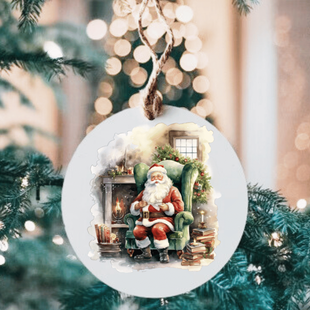 Vintage Santa Large Metal Ornament