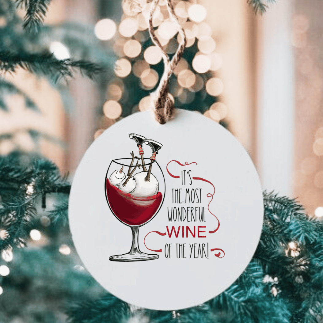 It's The Most Wonderful Wine of The Year Small MDF Wood Ornament