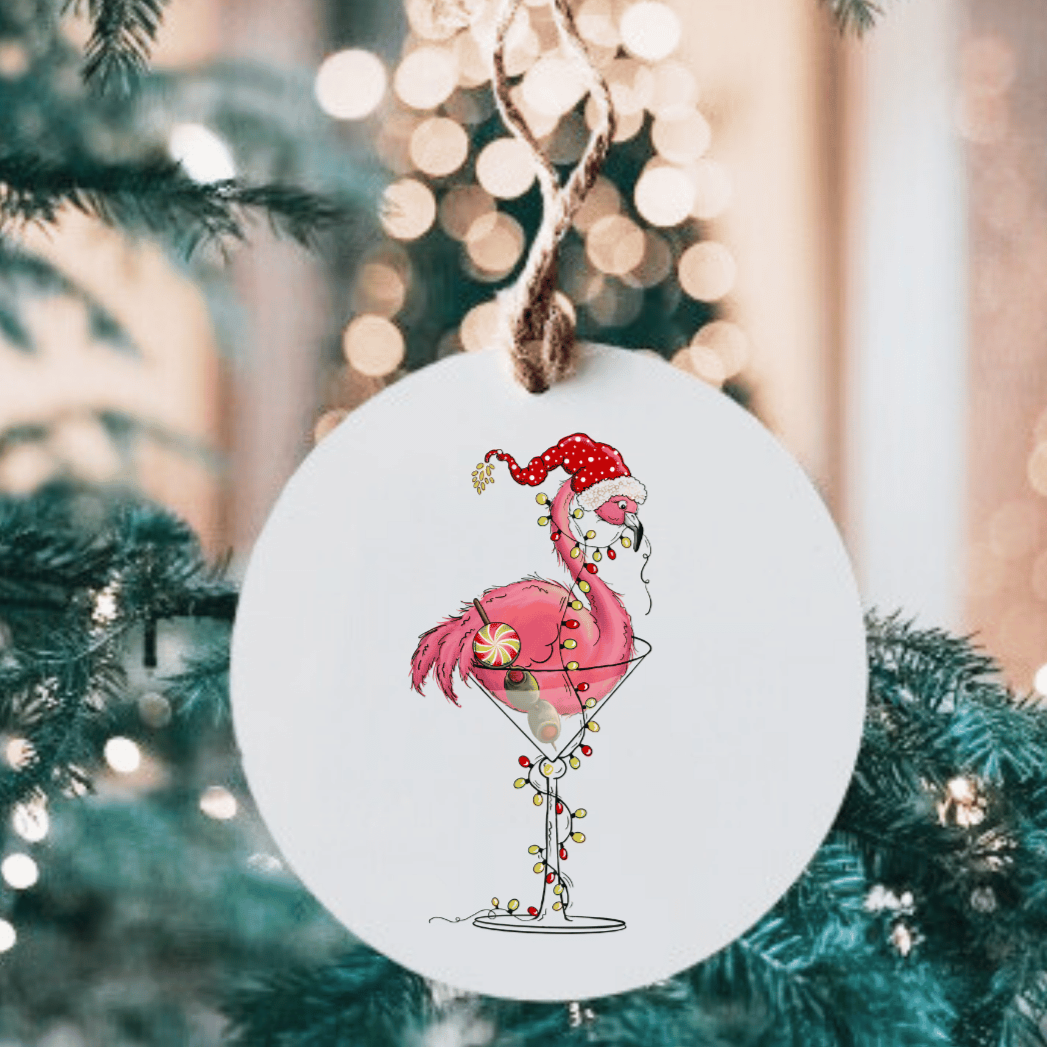Flamingo Martini Small MDF Wood Ornament