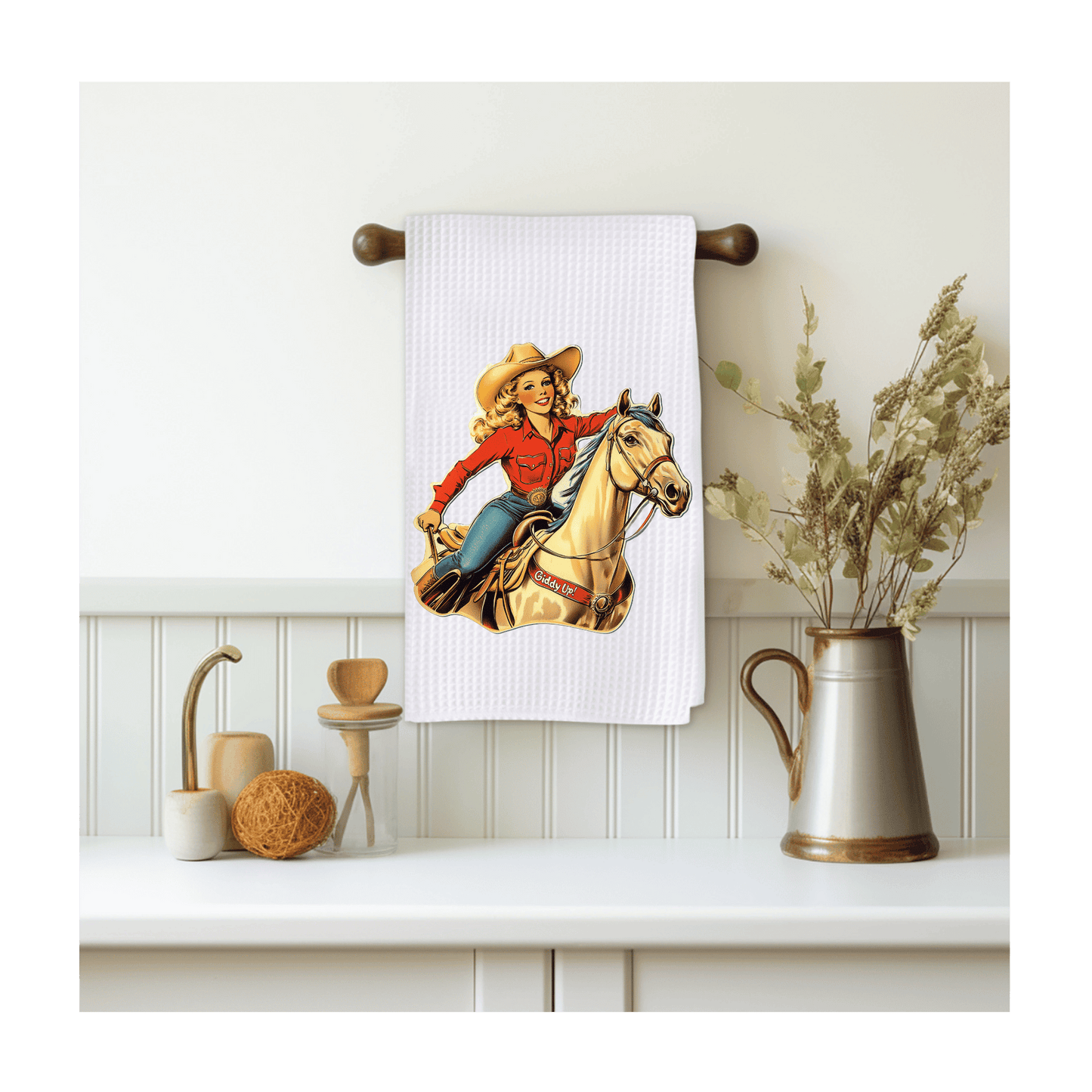 Vintage Cowgirl On Horse