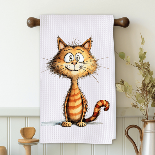 Whimsical Orange Cat Microfiber Decorative Towel