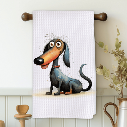 Whimsical Wiener Dog Microfiber Decorative Towel
