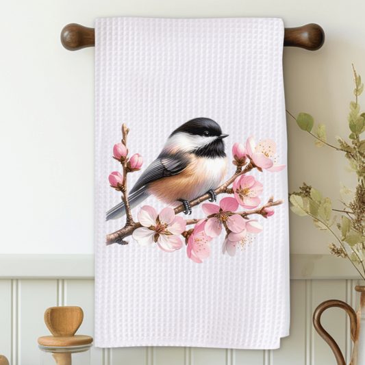 Small Bird with Cherry Blossom Microfiber Decorative Towel