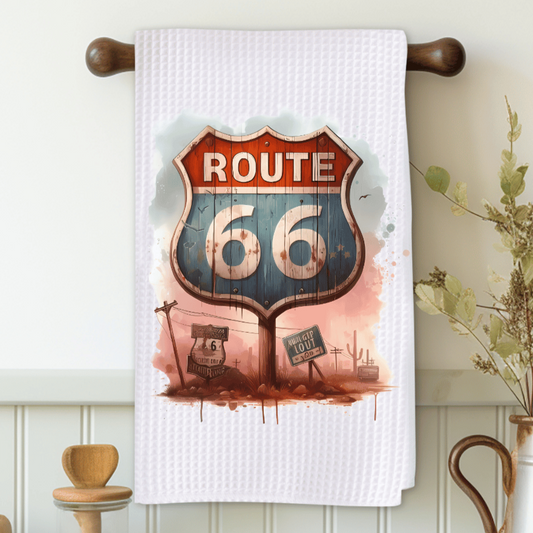 Route 66 Sign Microfiber Decorative Towel