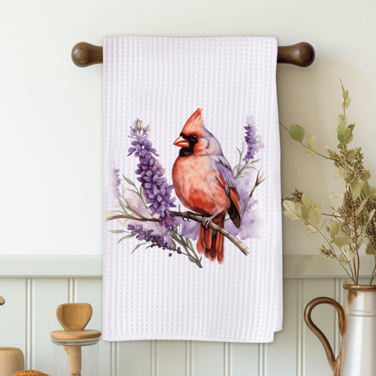Cardinal With Lilac Microfiber Decorative Towel
