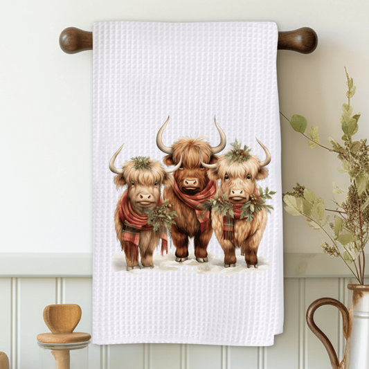 Highland Christmas Squad Microfiber Decorative Towel