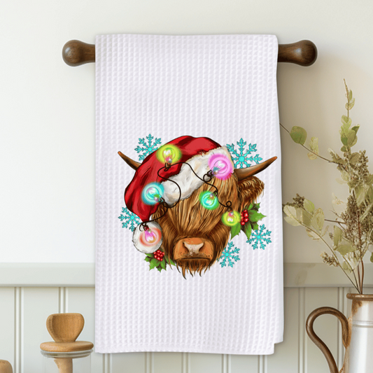 Highland Cow Christmas Microfiber Decorative Towel