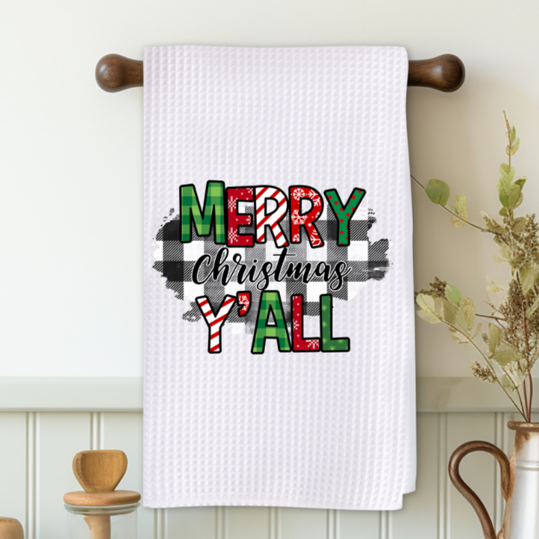 Merry Christmas Y'all Microfiber Decorative Towel