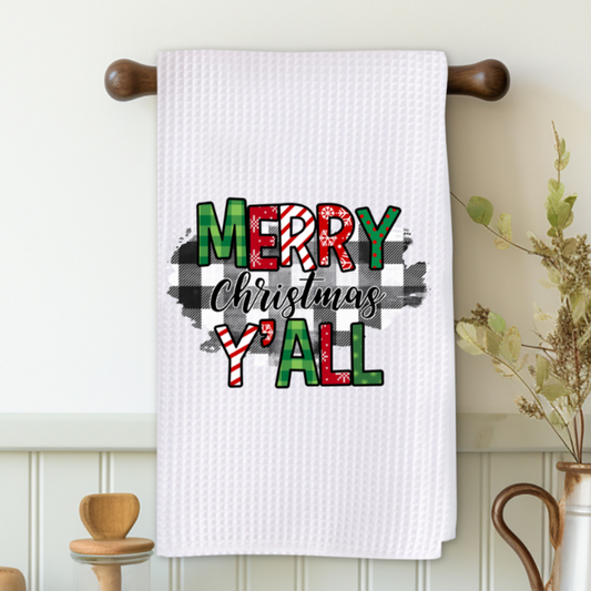 Merry Christmas Y'all Microfiber Decorative Towel