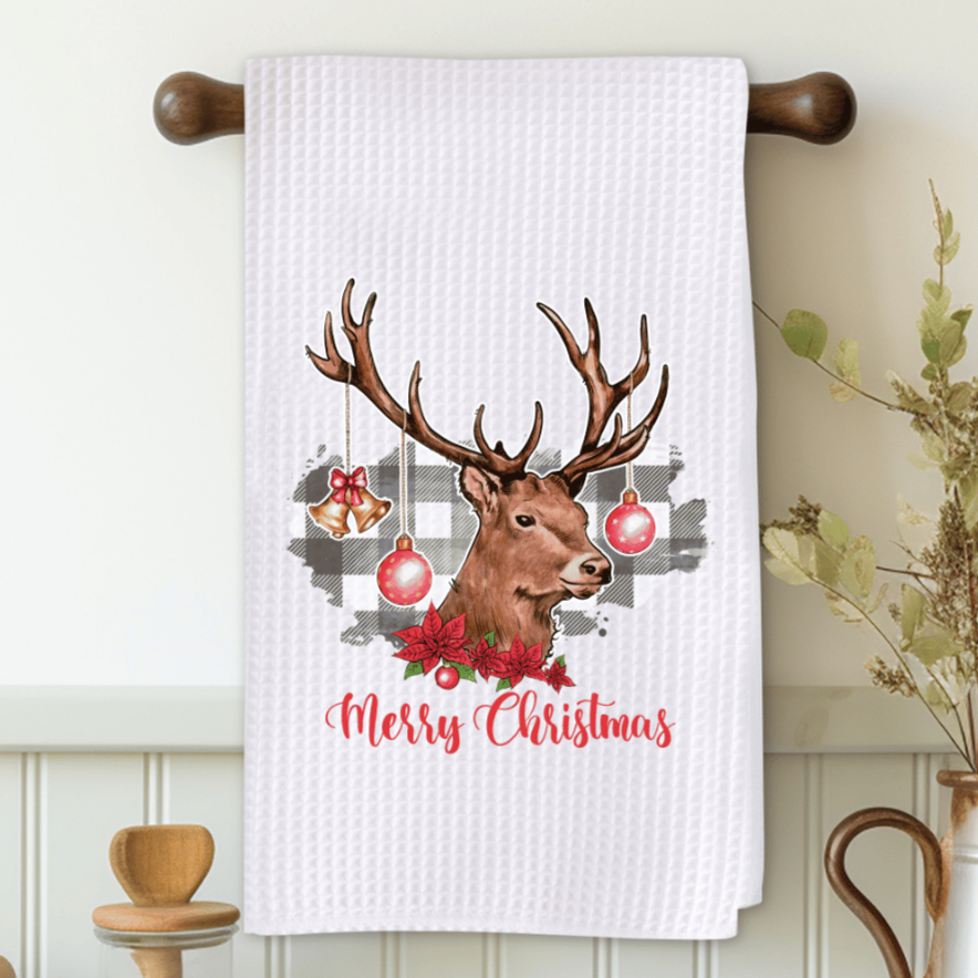 Elk Merry Christmas Microfiber Decorative Towel