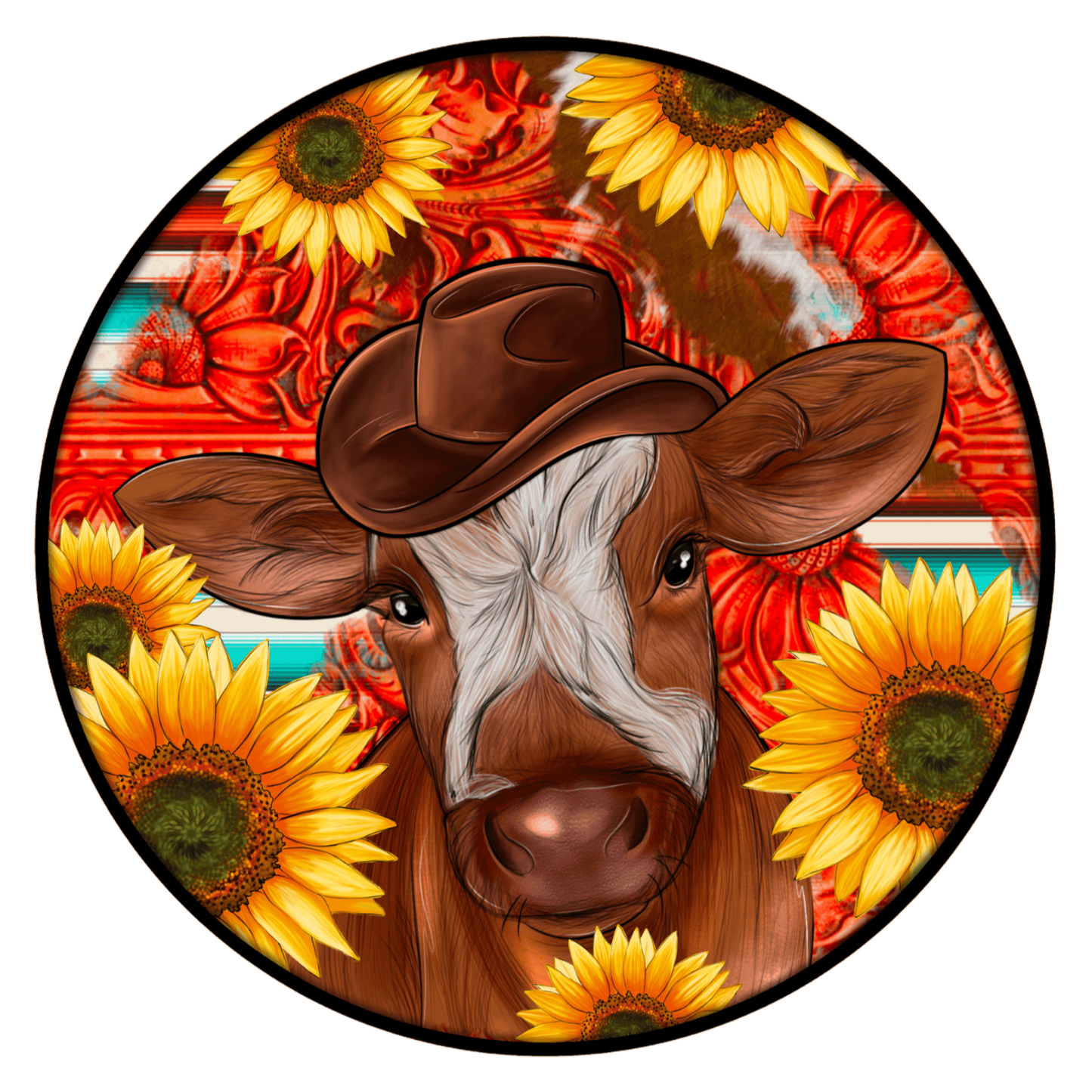 Cow With Sunflowers Car Coaster Set