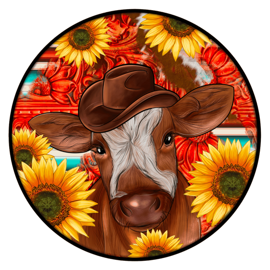 Cow With Sunflowers Car Coaster Set