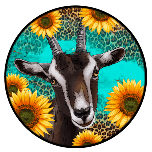 Goat With Sunflowers Car Coaster Set