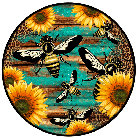 Bees With Sunflowers Car Coaster Set