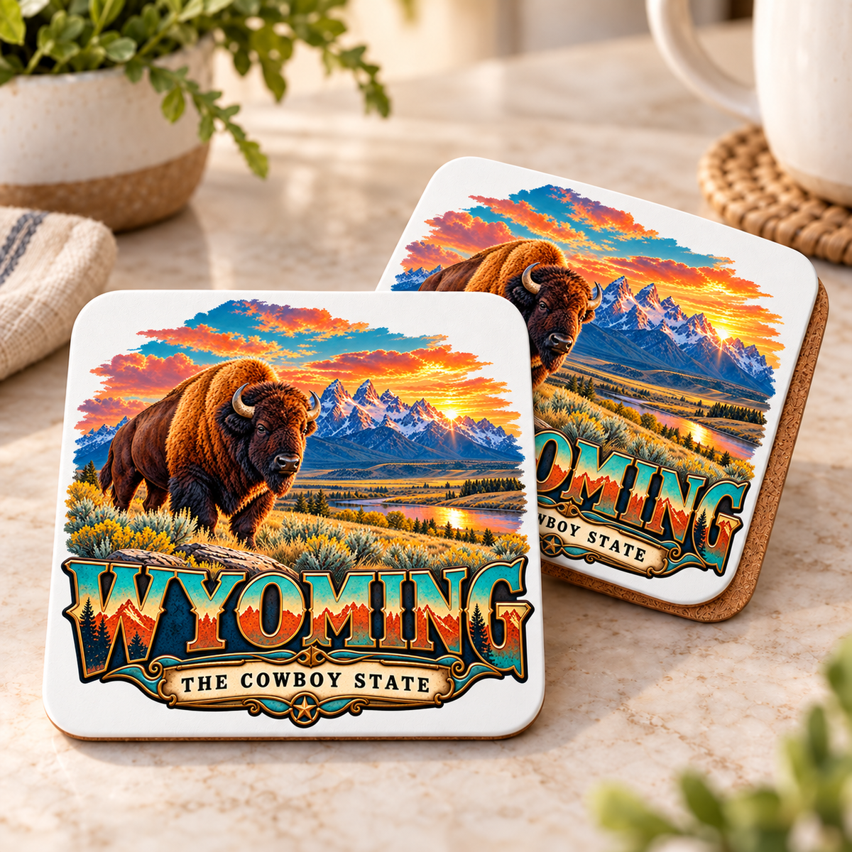CSC-MTD7 — Wyoming Bison Sunset | MY TOWN COLLECTION product mockup