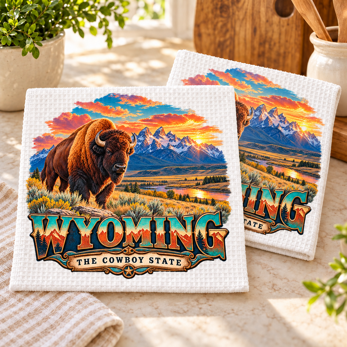 DC-MTD7 — Wyoming Bison Sunset | MY TOWN COLLECTION product mockup