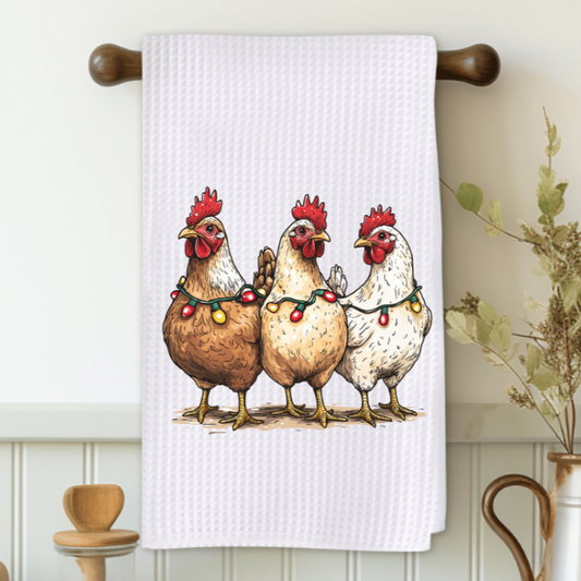 Christmas Chickens Microfiber Decorative Towel