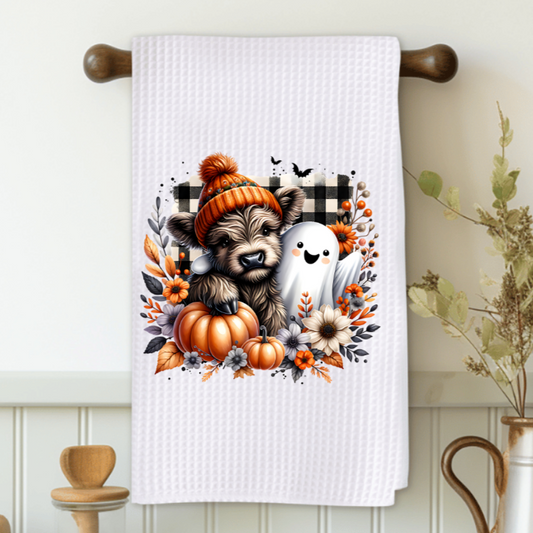 Fall Cow and Ghost Microfiber Decorative Towel