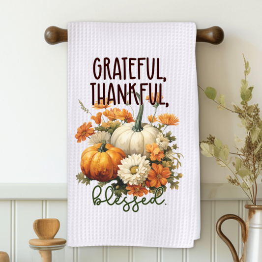 Grateful, Thankful, Blessed Microfiber Decorative Towel