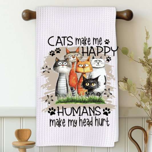 Cats Make Me Happy Microfiber Decorative Towel