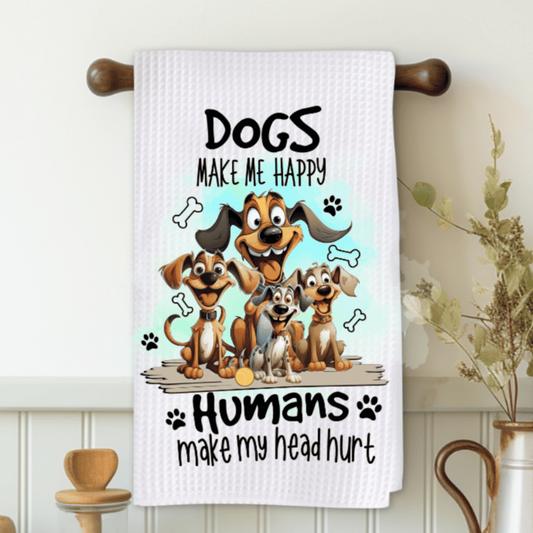 Dogs Make Me Happy Microfiber Decorative Towel
