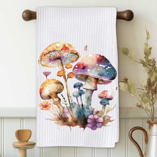 Watercolor Mushrooms Microfiber Decorative Towel