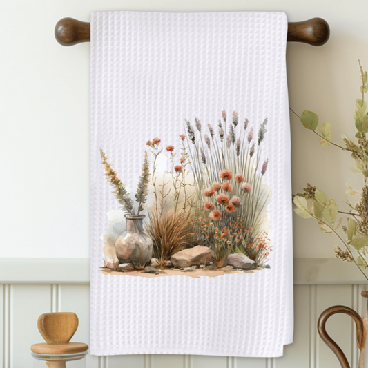 Flowers and Vase Microfiber Decorative Towel