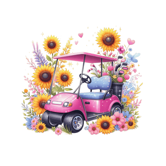 Girly Golf Cart Grommeted Microfiber Golf Towel
