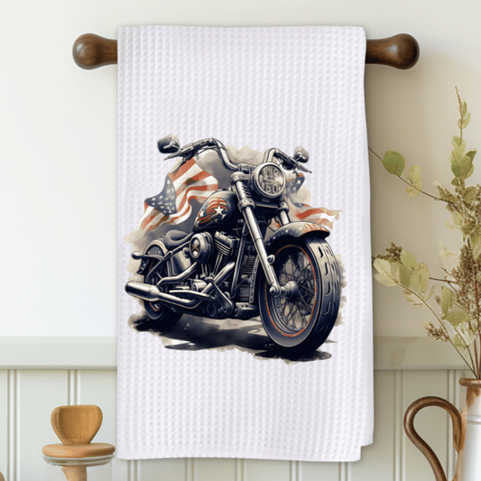 Flag and Motorcycle Microfiber Decorative Towel