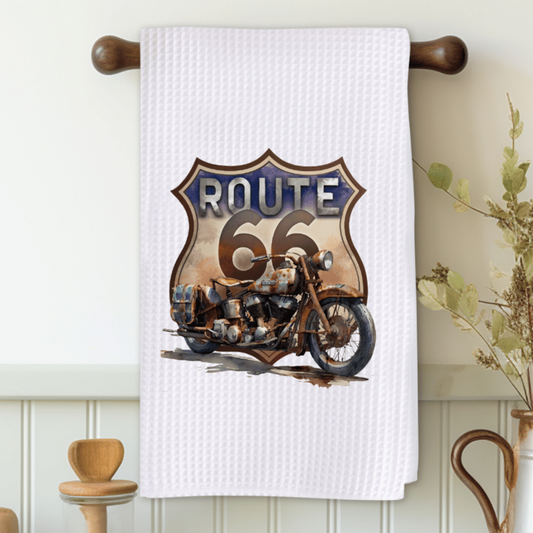 Route 66 Motorcycle Microfiber Decorative Towel