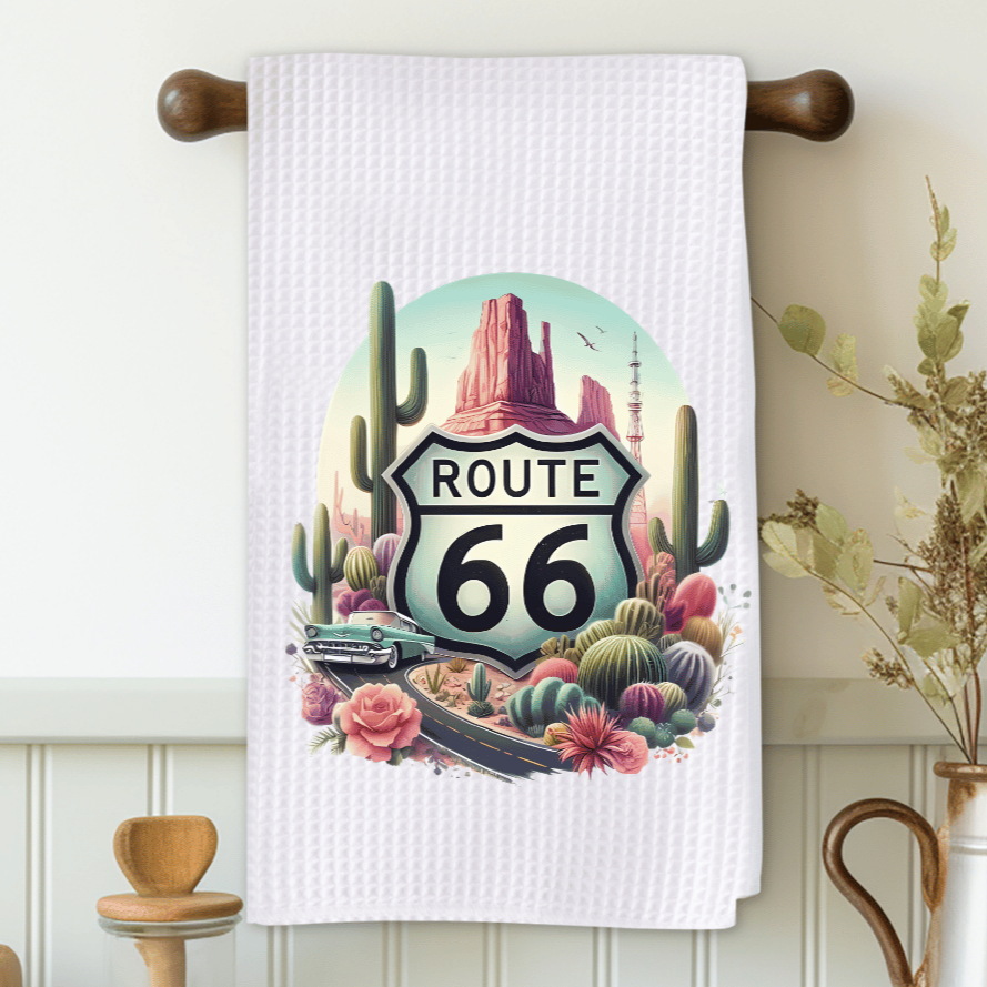 Route 66 Cactus Road Microfiber Decorative Towel