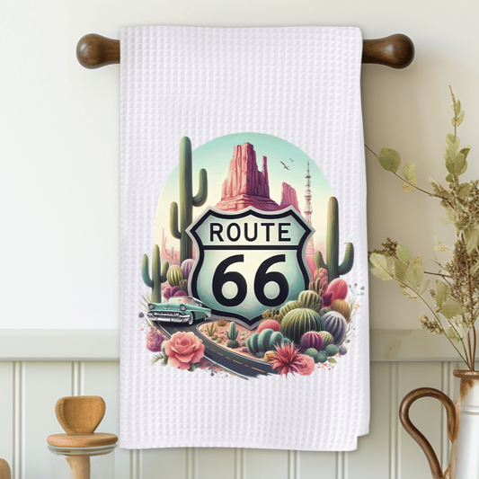 Route 66 Cactus Road Microfiber Decorative Towel